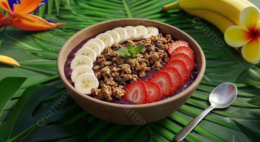 Açaí Bowl com Banana e Morango