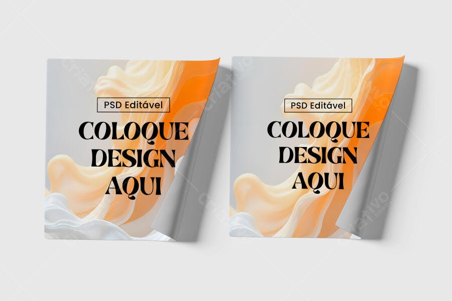 Mockup de Folheto com Design Fluido em Laranja e Bege