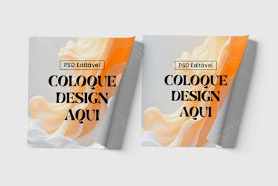 mockups de adesivos quadrados