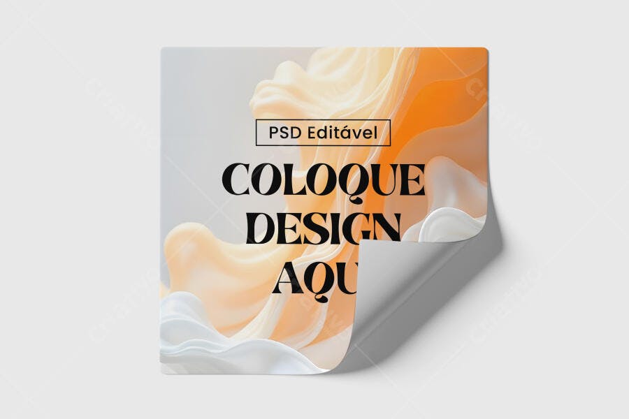 Mockup Adesivo com Design Fluido em Tons Pastel