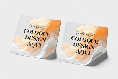 mockups de adesivos quadrados