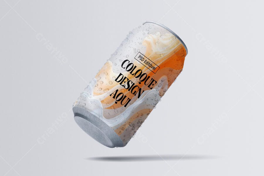 Mockup Lata Bebida - Design Moderno com Gotas de Água