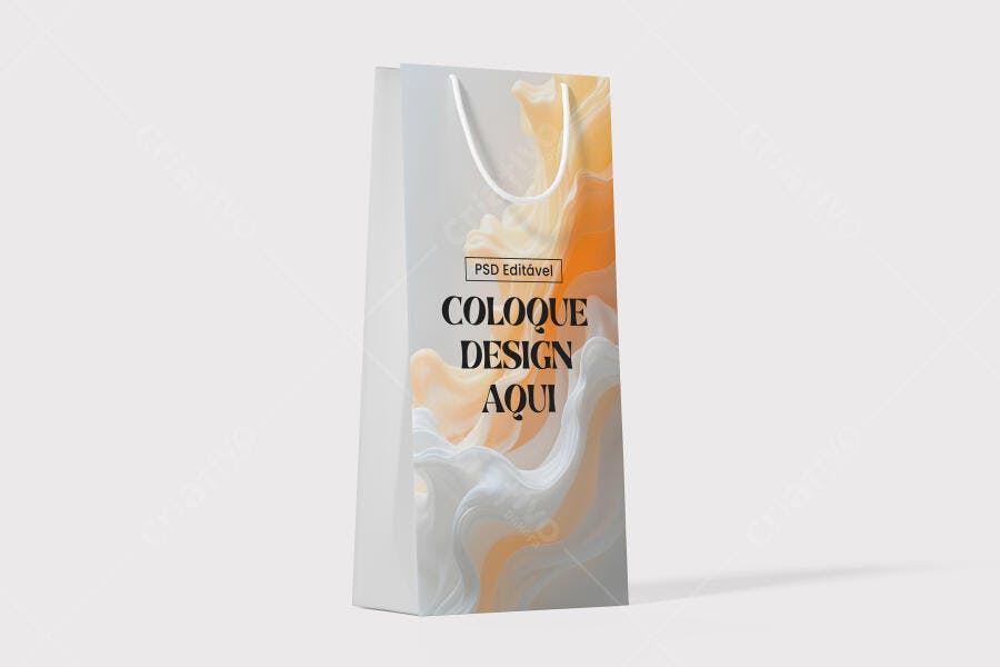 Mockup Sacola de Papel com Design Abstrato em Tons Pastel