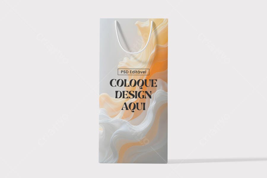 Mockup Sacola de Papel com Design Abstrato em Tons Pastel