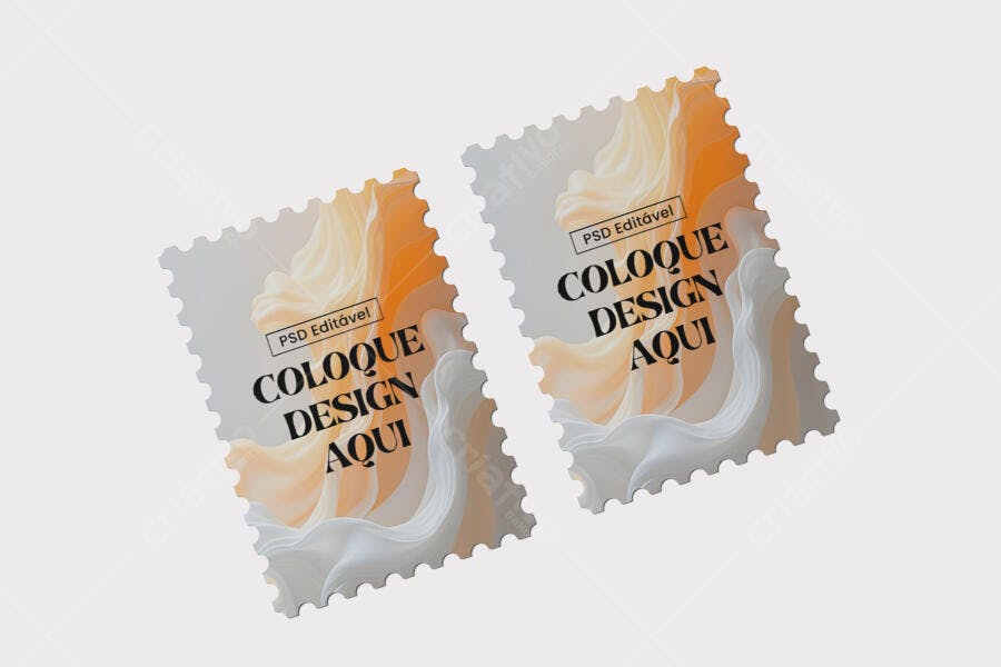 Mockup de Selos Postais com Design Abstrato em Tons Pastel