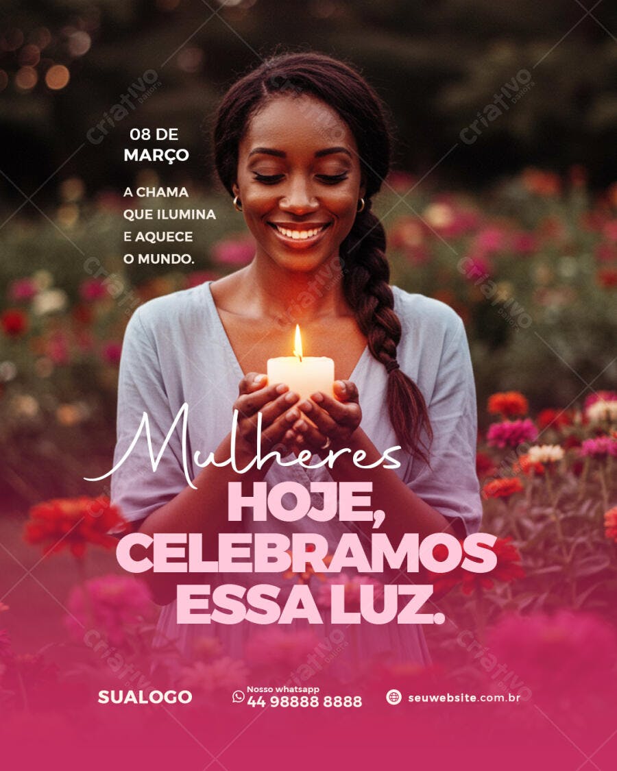 Flyer Dia Internacional da Mulher 08 de Março PSD Editável