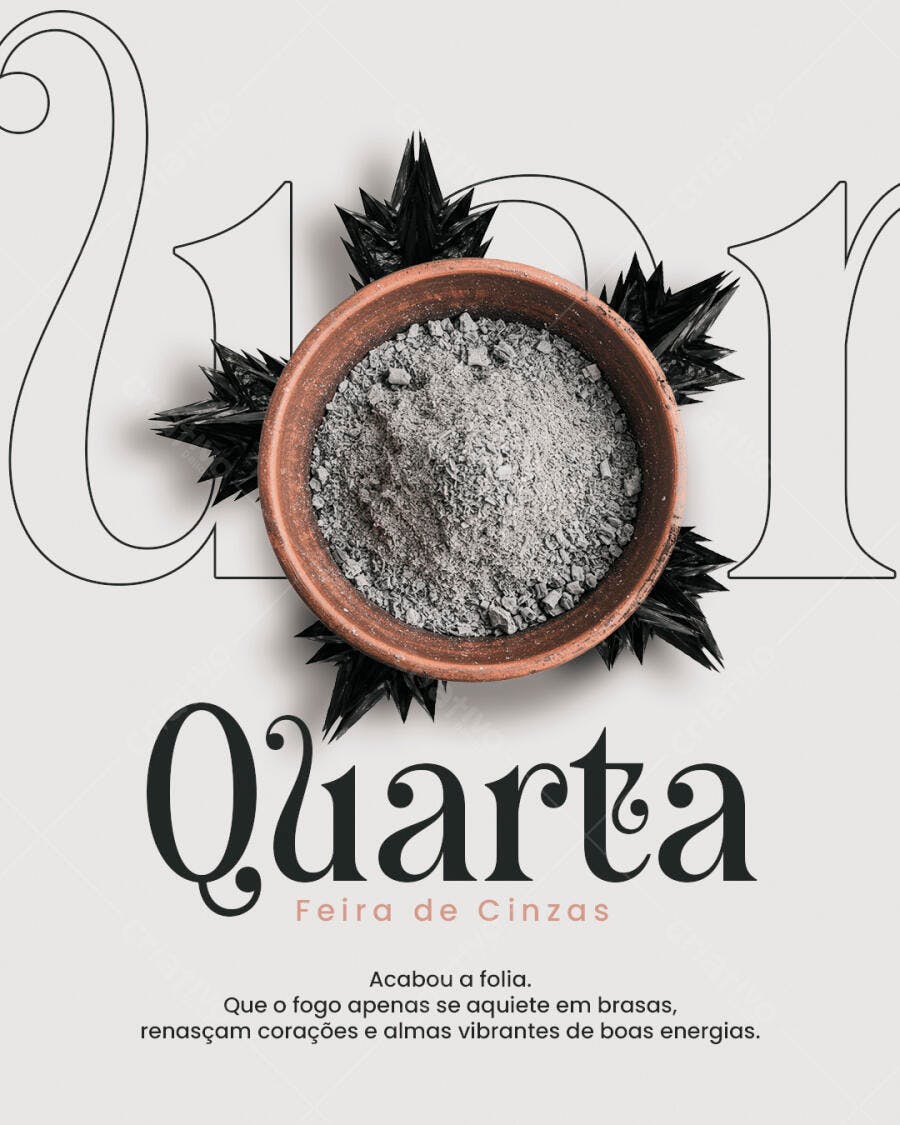 Flyer Quarta-Feira de Cinzas PSD Editável
