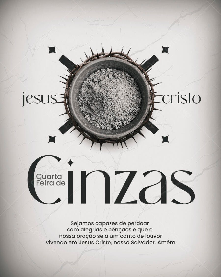 Flyer para Quarta-Feira de Cinzas PSD Editável