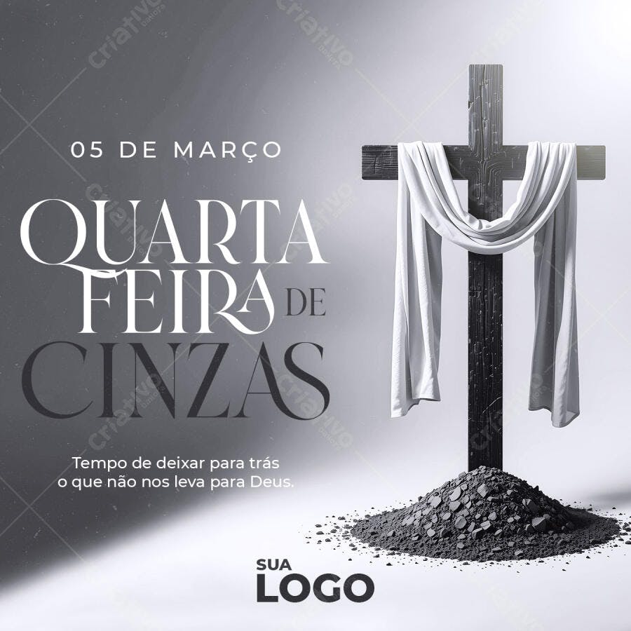 Post para Quarta-Feira de Cinzas PSD Editável