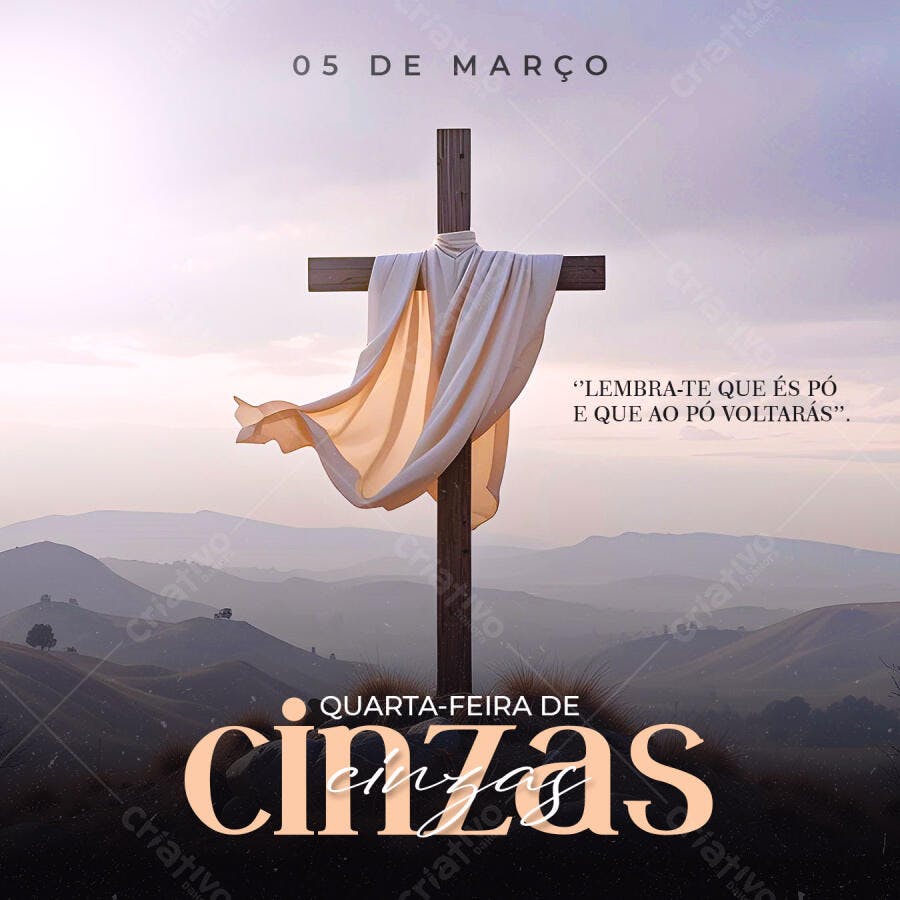 Flyer Quarta-Feira de Cinzas PSD Editável