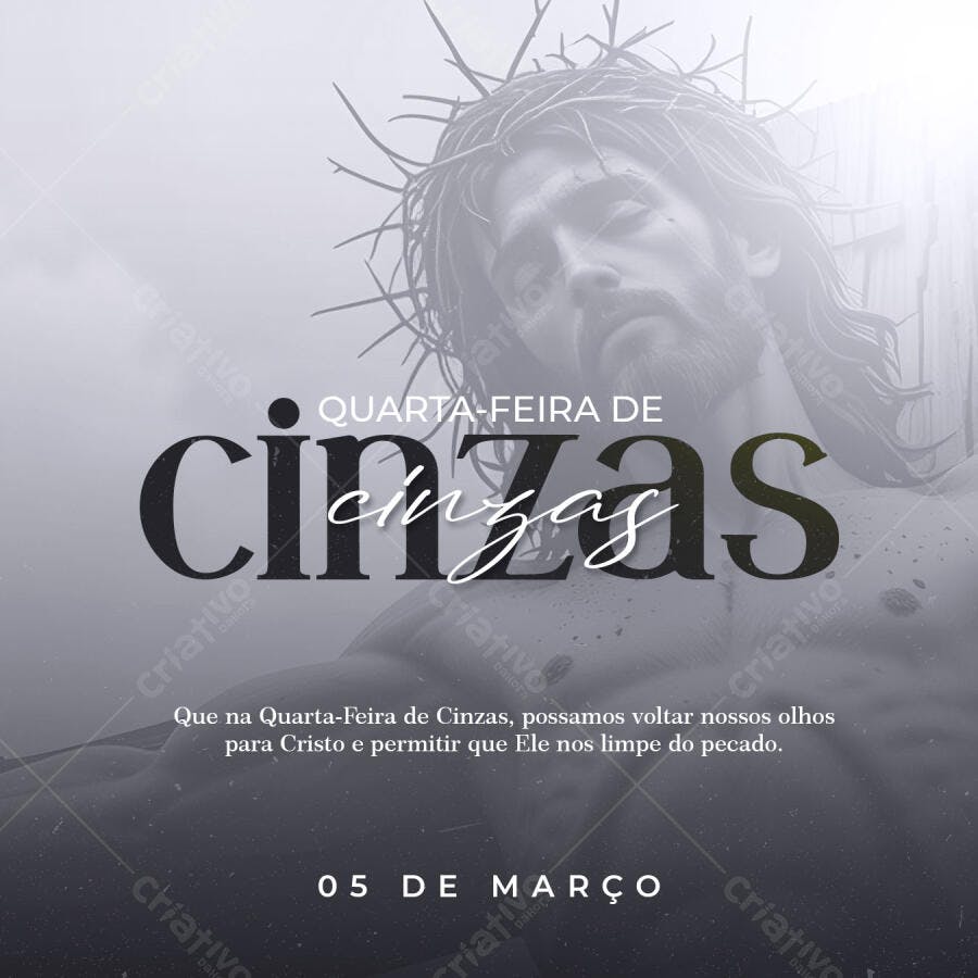 Post para Quarta-Feira de Cinzas PSD Editável