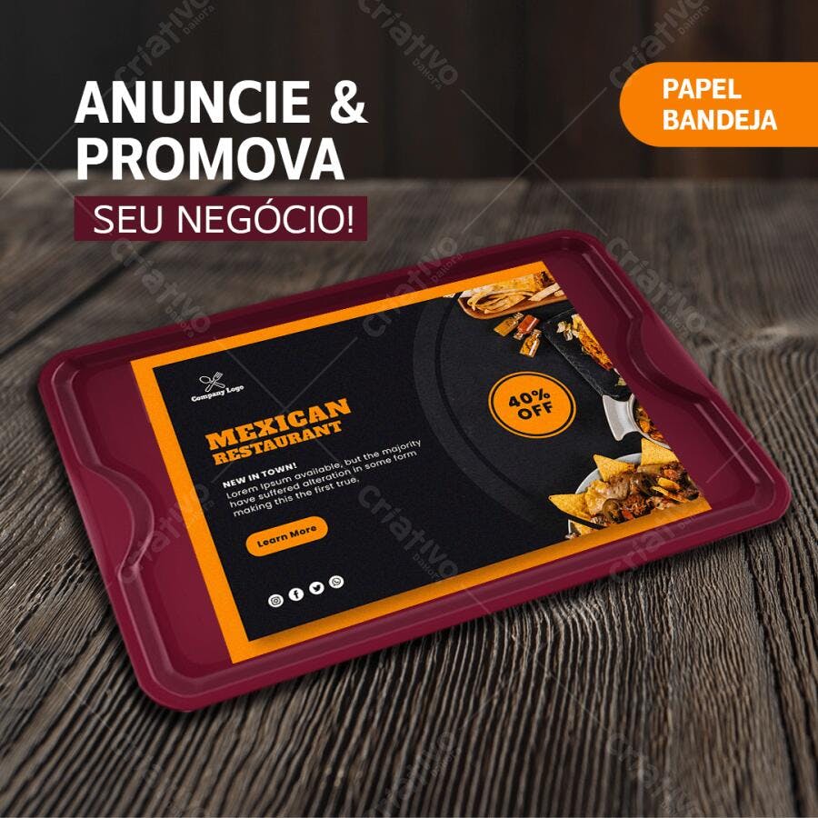 Mockup de Bandeja com Design para Restaurante Mexicano
