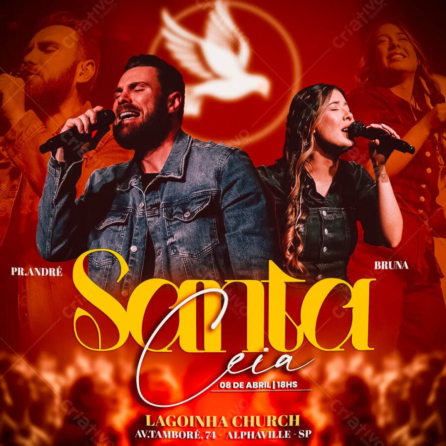 Flyer para Santa Ceia 08 de Abril PSD Editável