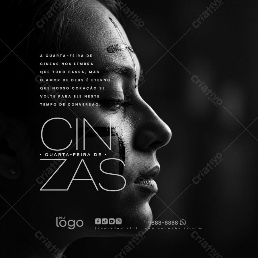 Flyer Quarta-Feira de Cinzas PSD Editável