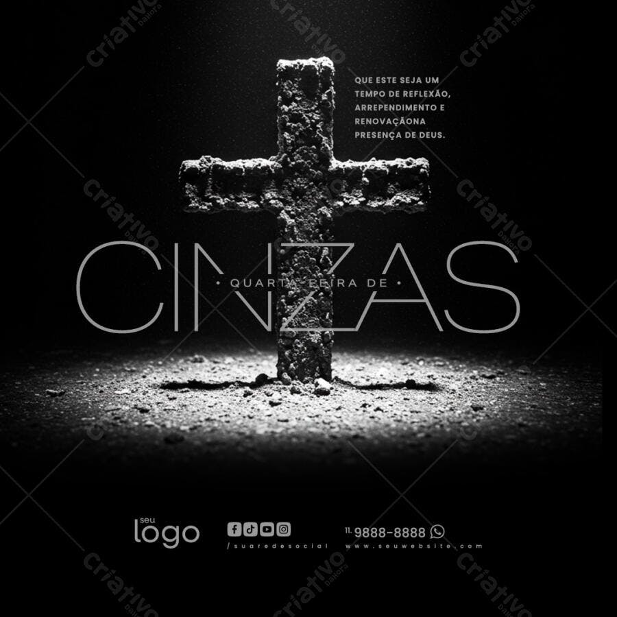 Flyer Quarta-Feira de Cinzas PSD Editável