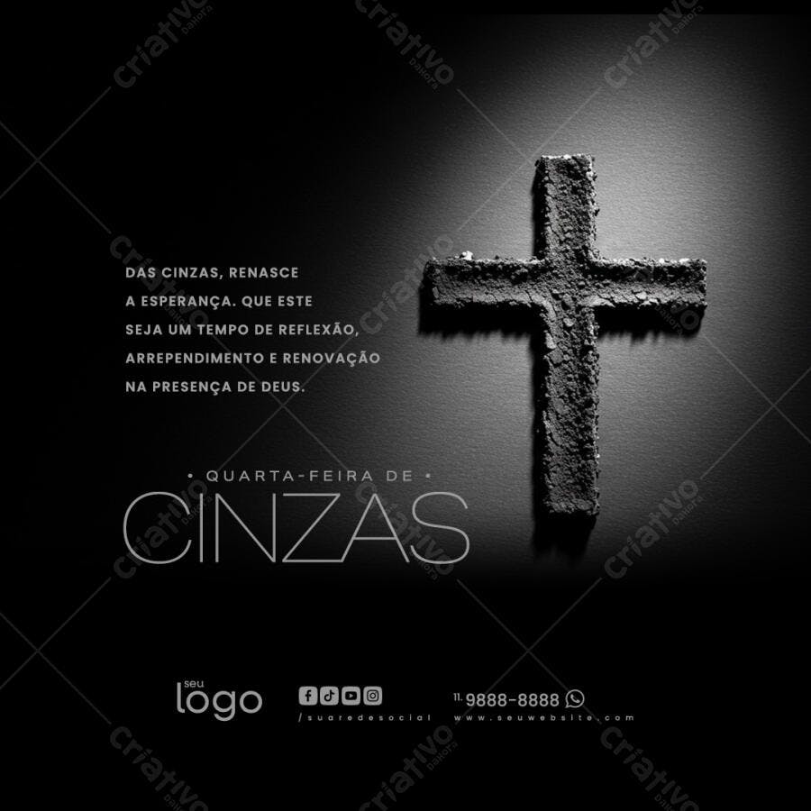 Flyer Quarta-Feira de Cinzas PSD Editável