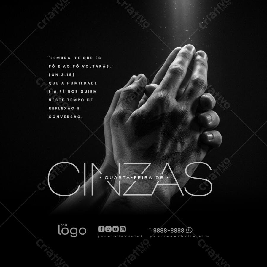 Flyer Quarta-Feira de Cinzas PSD Editável
