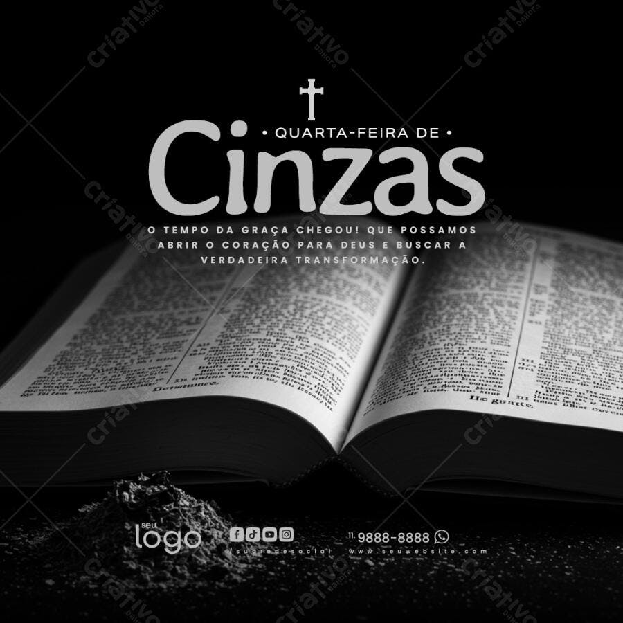 Post para Quarta-Feira de Cinzas PSD Editável
