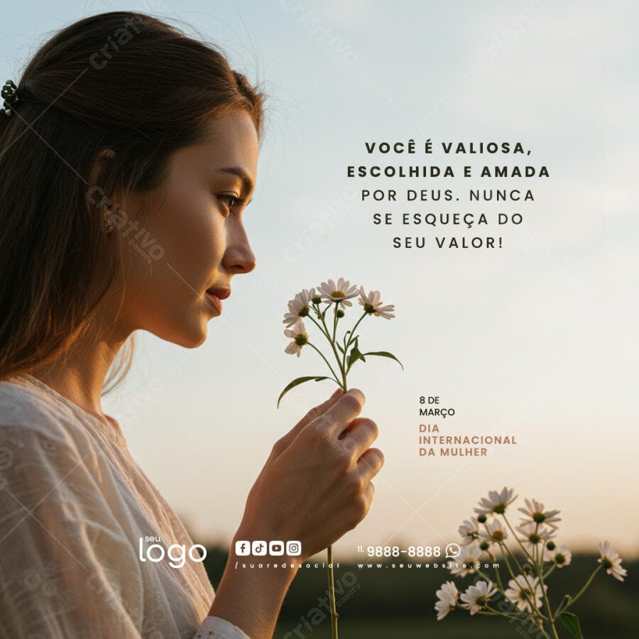 Post para o Dia Internacional da Mulher PSD Editável