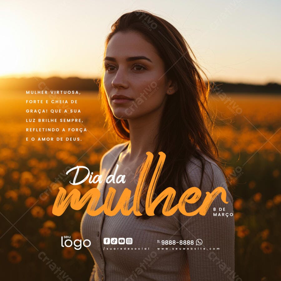 Flyer Dia Internacional da Mulher 8 de Março PSD Editável