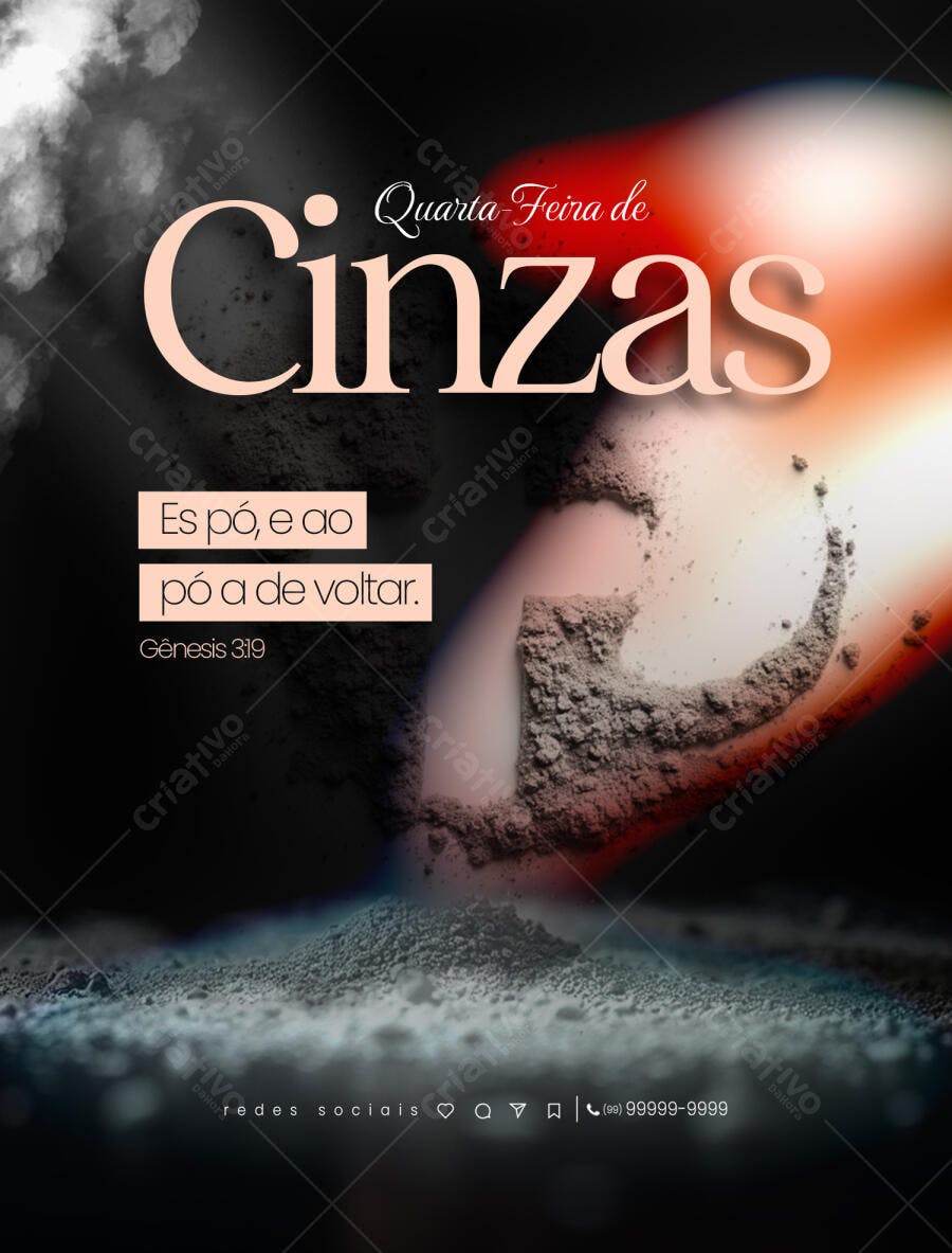 Post para Quarta-Feira de Cinzas PSD Editável