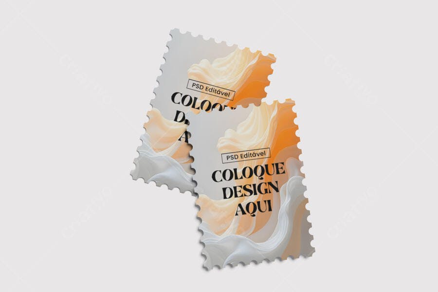 Mockup de Selos Postais com Design Abstrato em Tons Pastel