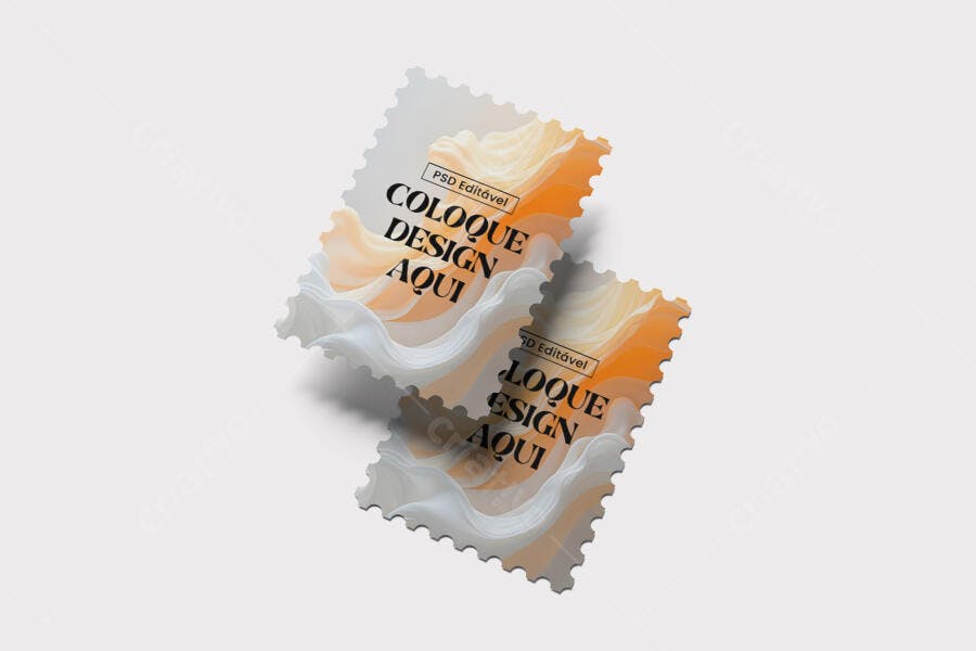 Mockup de Selos com Design Abstrato em Tons de Laranja e Bege