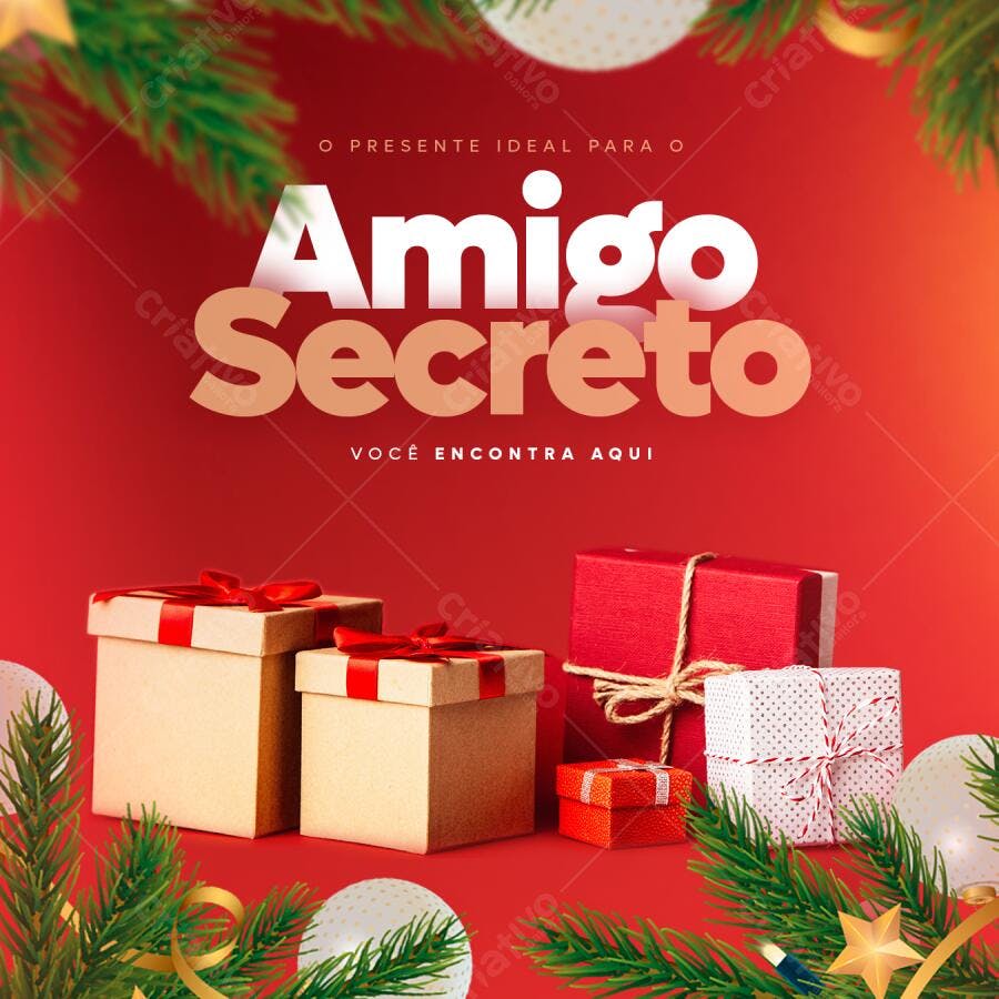 Flyer para Amigo Secreto PSD Editável