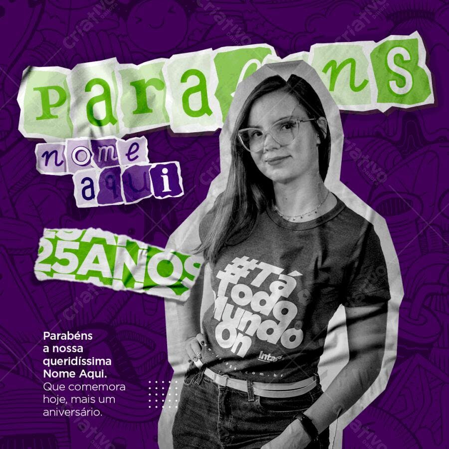 Postagem de Aniversário 25 Anos PSD Editável