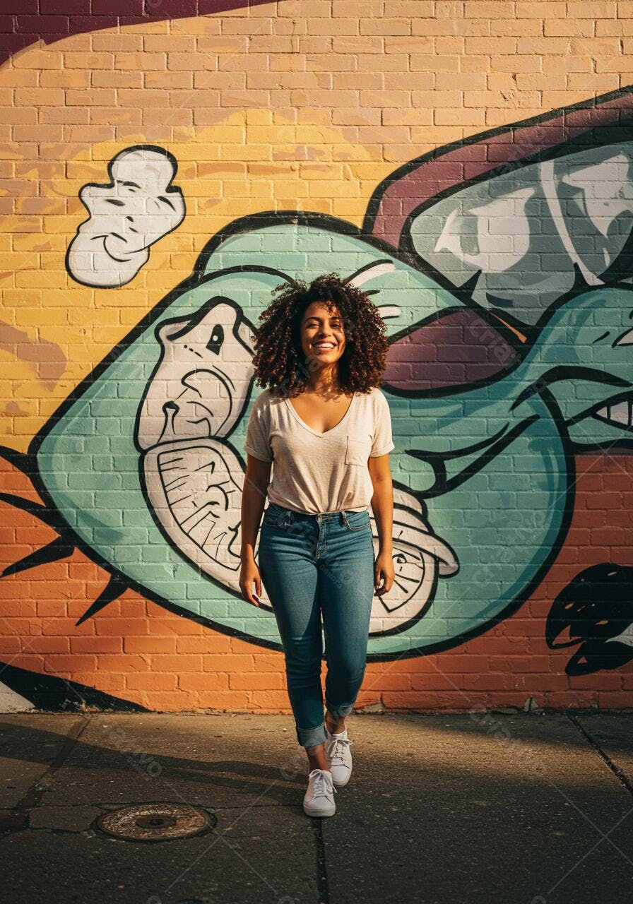 PSD Modelo para Fotografia Urbana com Mulher Negra PSD Editável