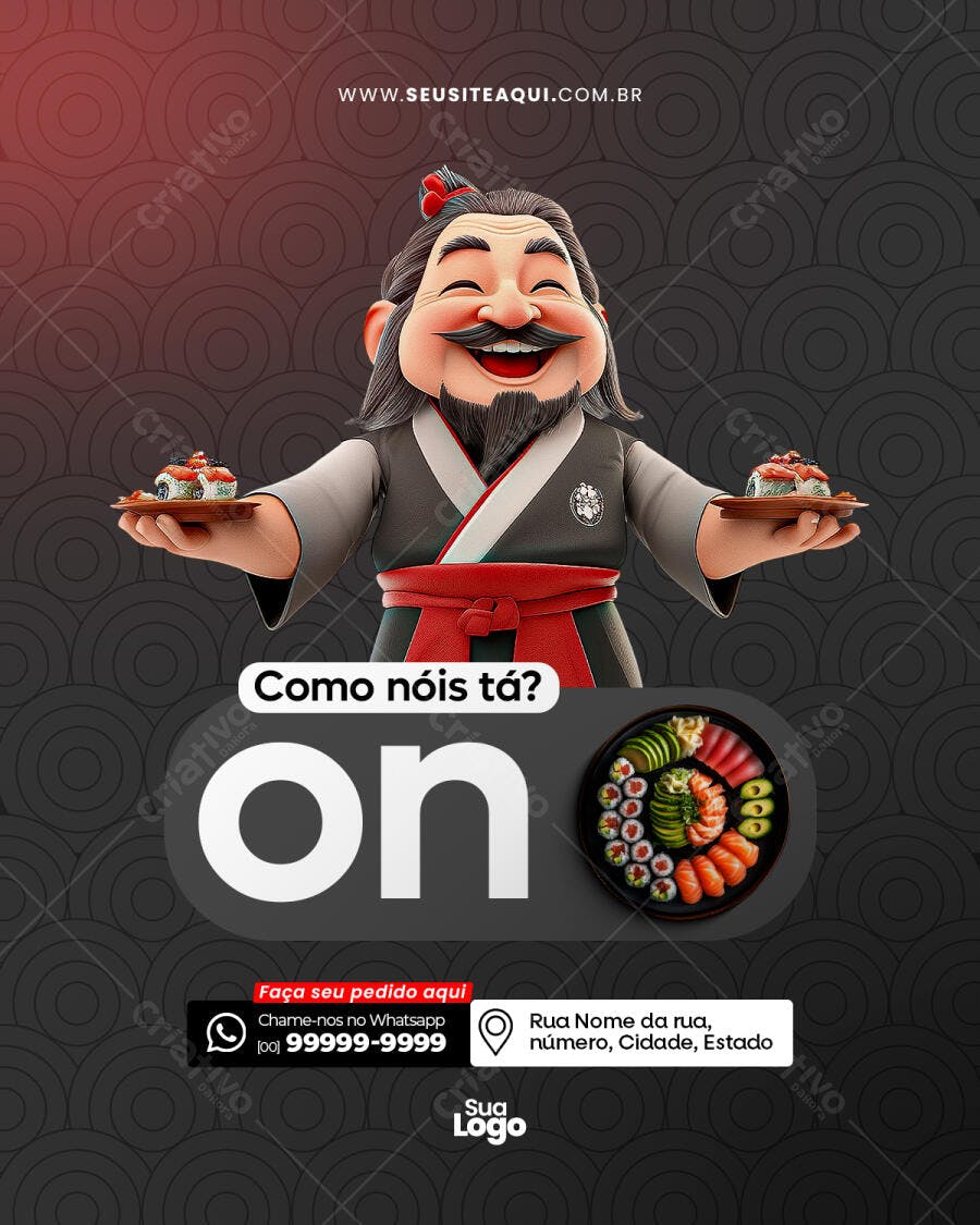 Flyer para Delivery de Sushi PSD Editável