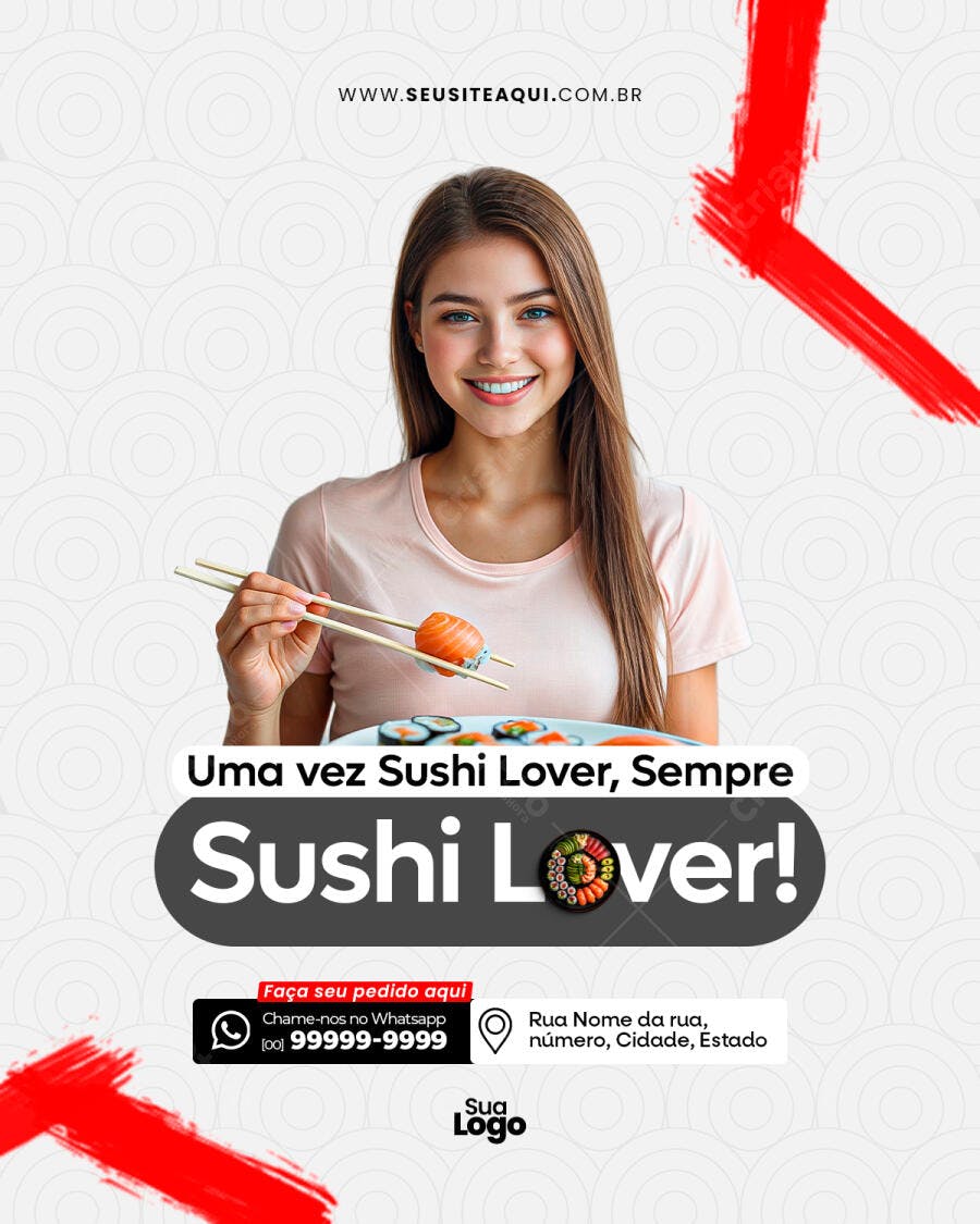 Flyer para Restaurante de Sushi PSD Editável