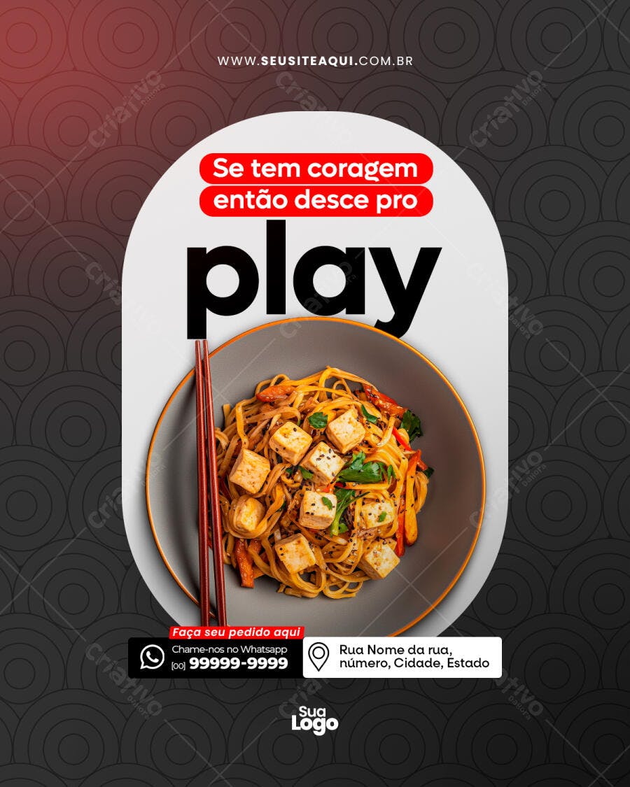 Flyer para Delivery de comida asiática PSD Editável