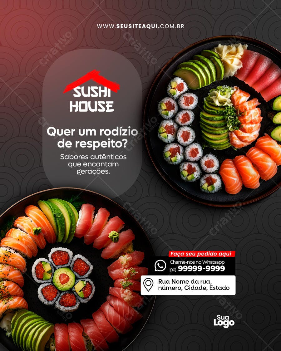 Flyer para Rodízio de Sushi PSD Editável