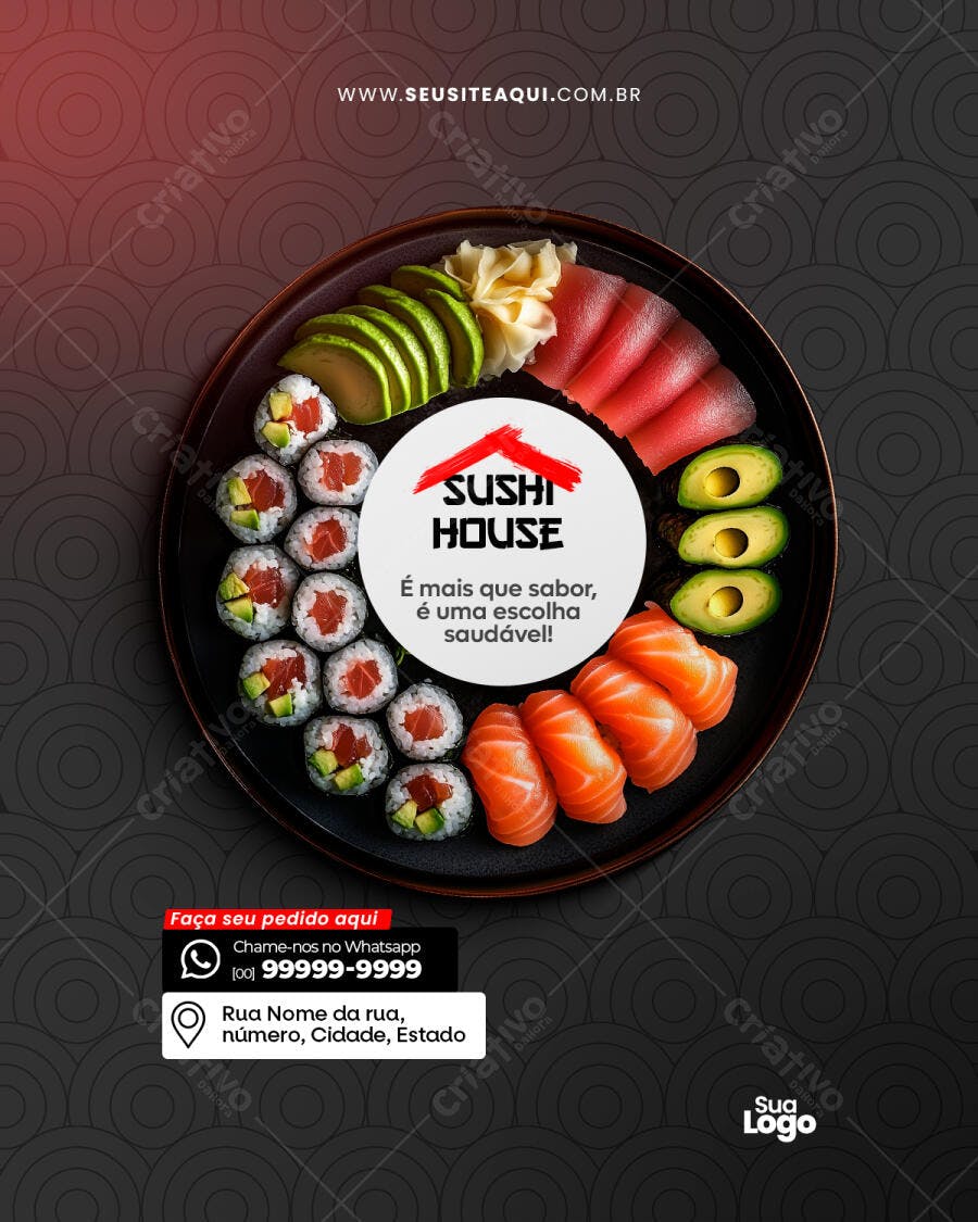 Flyer para Restaurante de Sushi PSD Editável