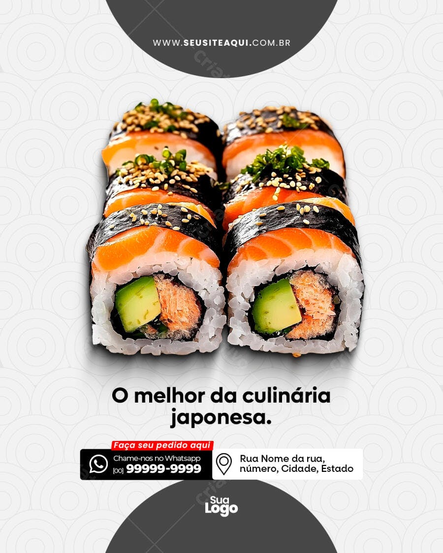 Postagem Instagram para Restaurante Japonês PSD Editável