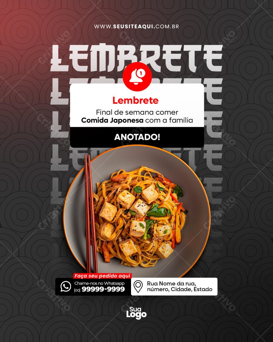 Postagem Instagram Comida Japonesa Final de Semana PSD Editável