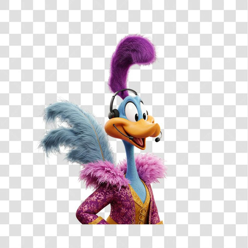 PNG Personagem Road Runner 3D  com fantasia de carnaval trabalho de atendente
