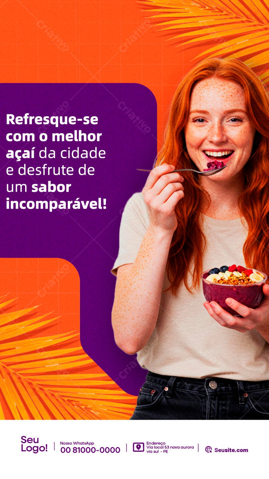 Flyer para Promoção de Açaí PSD Editável