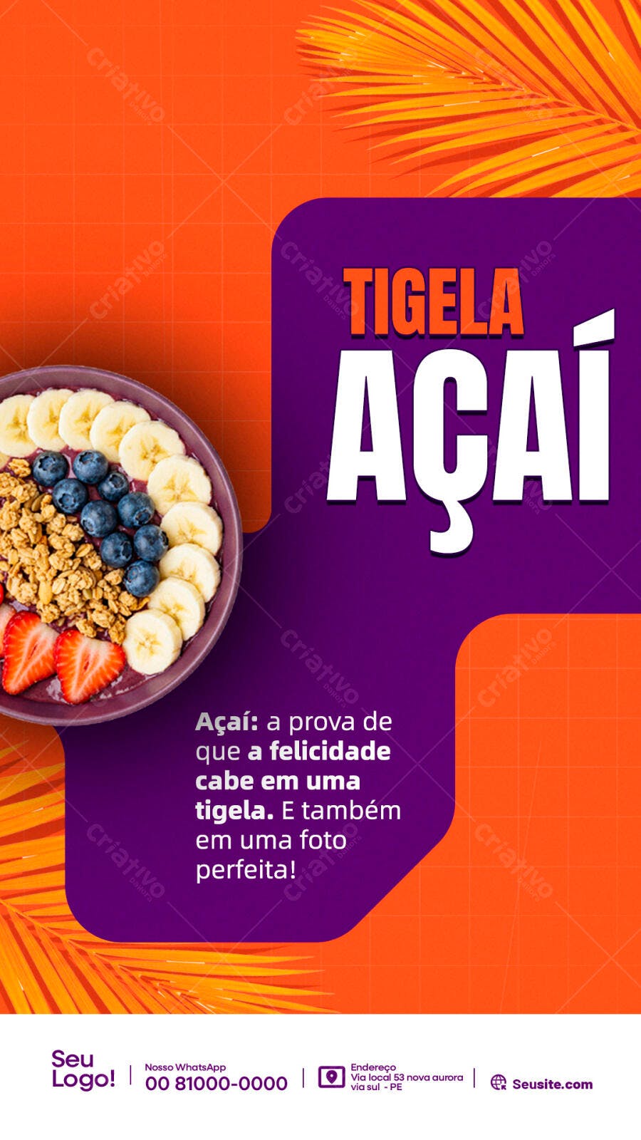 Flyer para Lançamento de Açaí PSD Editável