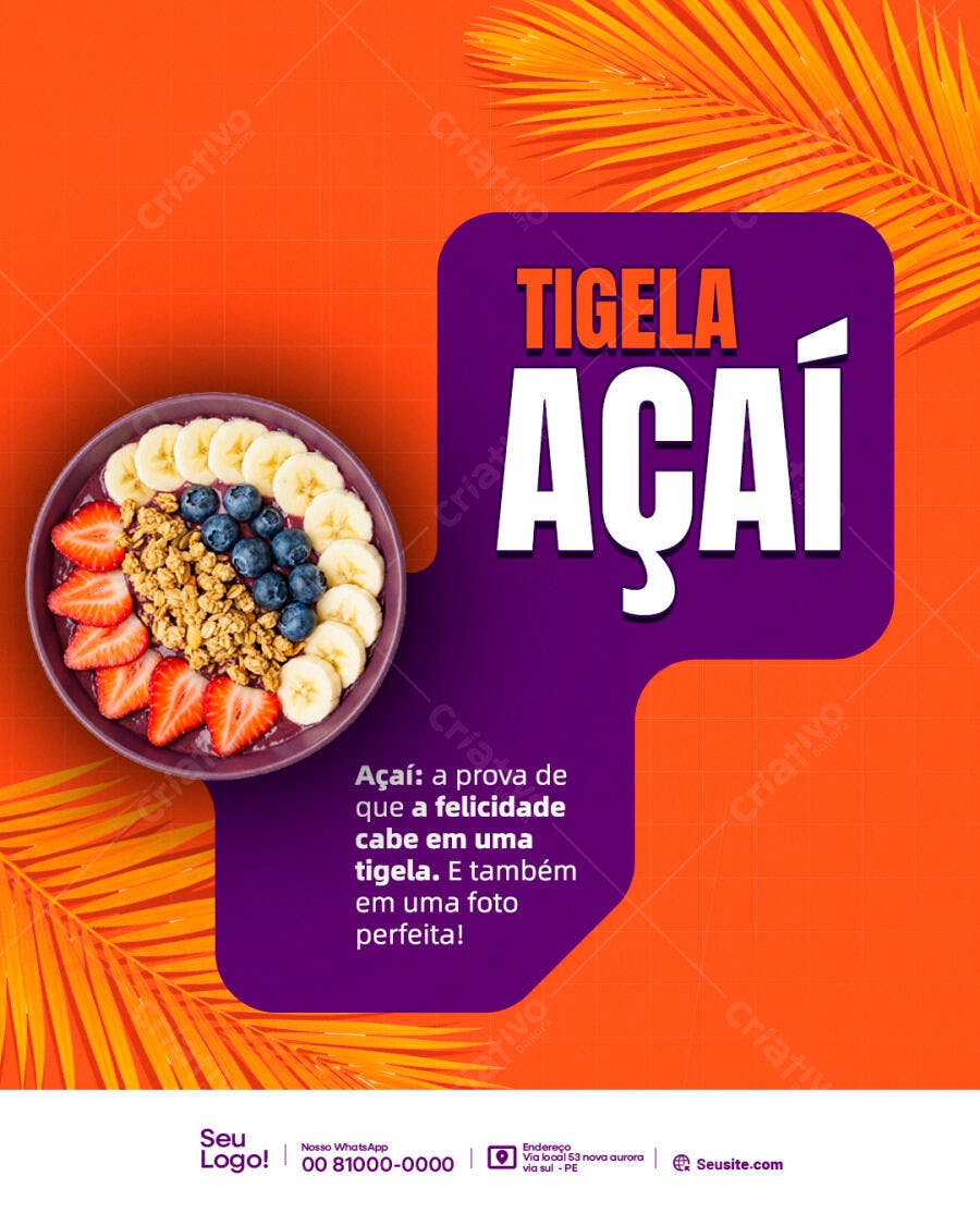 Flyer para Lançamento de Açaí PSD Editável