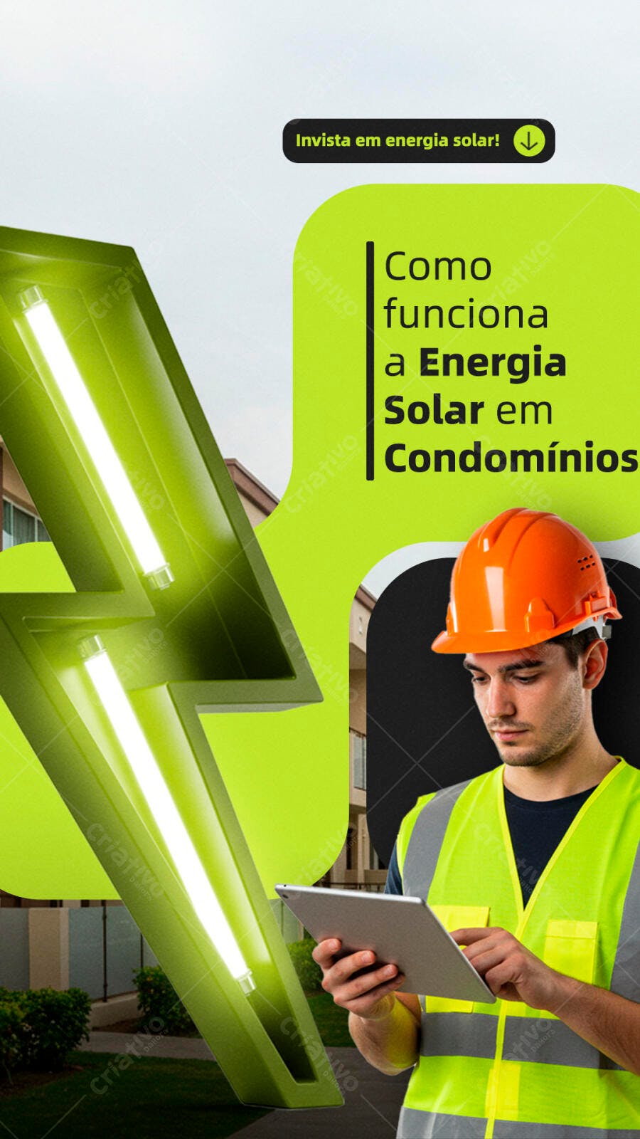 Flyer Energia Solar em Condomínios PSD Editável