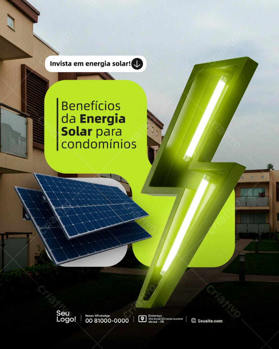 Postagem Energia Solar para Condomínios PSD Editável