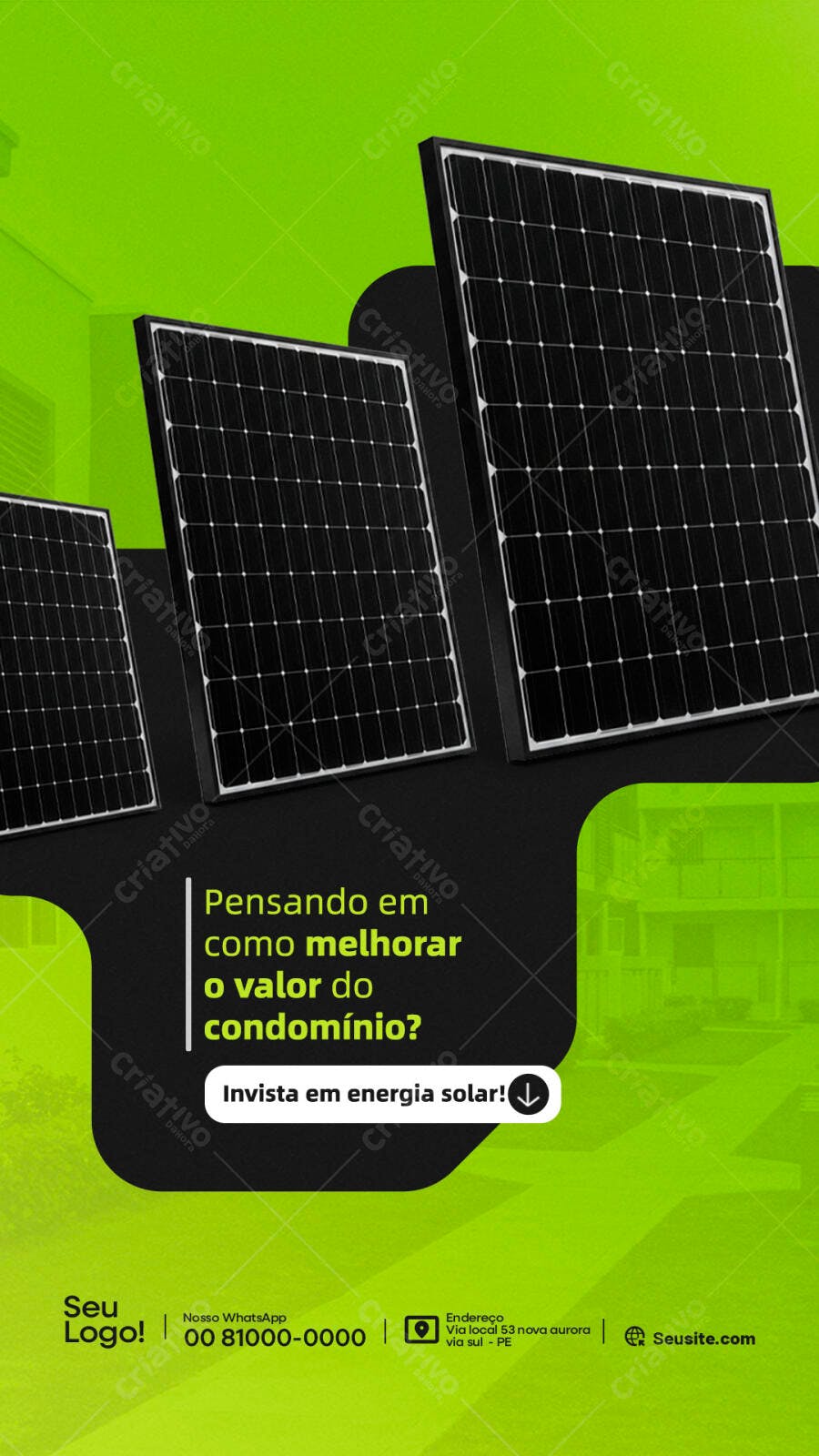 Flyer Energia Solar para Condomínios PSD Editável
