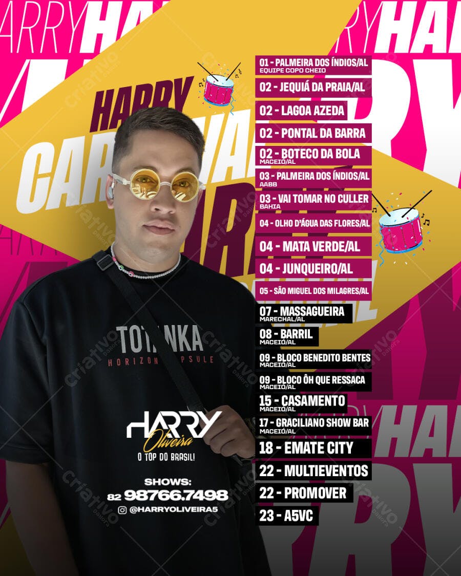Flyer para Shows de Harry Oliveira PSD Editável