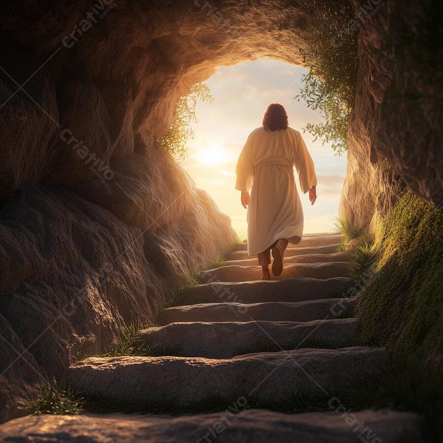 Jesus deixando o túmulo ao amanhecer