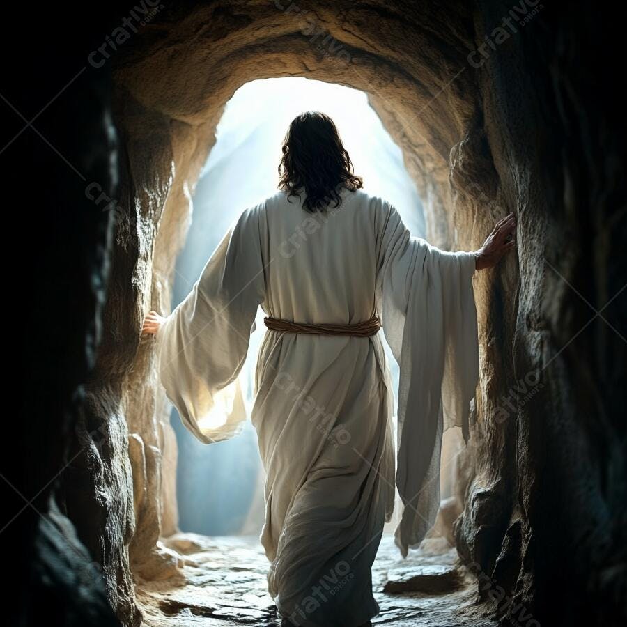 Jesus saindo do túmulo ressuscitado
