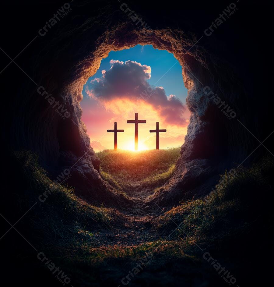 Três Cruzes ao Pôr do Sol