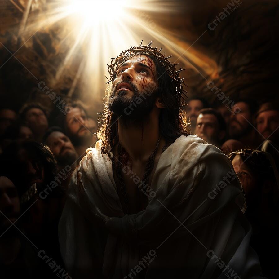 Jesus Cristo coroado de espinhos sofrendo