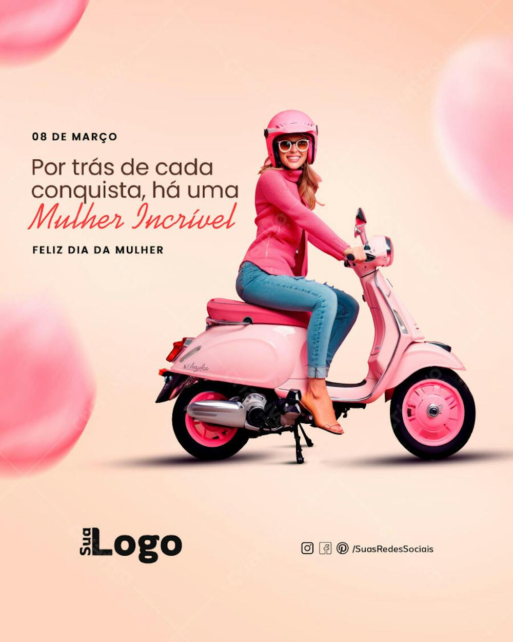 Flyer social media Dia internacional da Mulher frase mulher incrível
